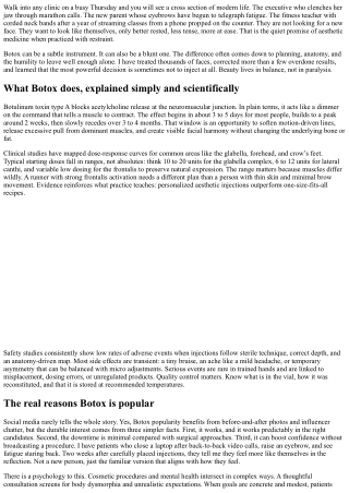 Beauty in Balance: Cosmetics, Botox, and Restraint