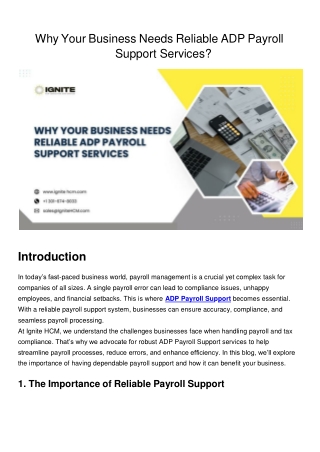 Why Your Business Needs Reliable ADP Payroll Support Services
