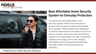 Best Affordable Home Security System  Fidelis Security Solutions