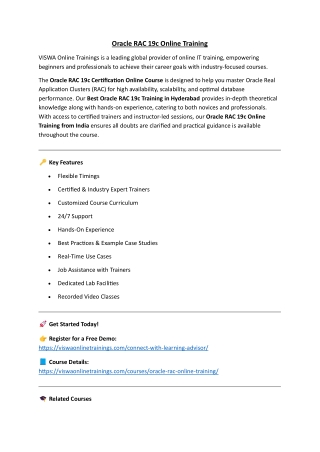 Oracle RAC 19c Online Training Real-time support from Hyderabad