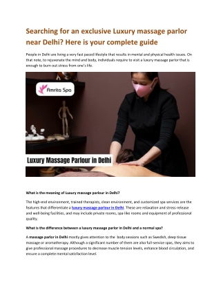 Searching for an exclusive Luxury massage parlor near Delhi Here is your complete guide