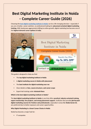 Best Digital Marketing Institute in Noida – Complete Career Guide (2026)