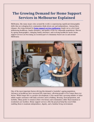 The Growing Demand for Home Support Services in Melbourne Explained