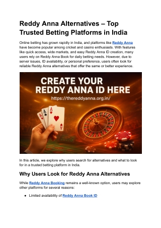 Reddy Anna Alternatives – Top Trusted Betting Platforms in India