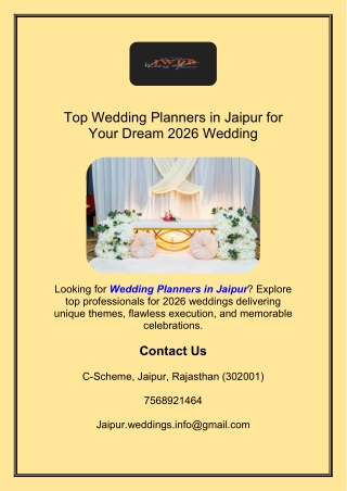 Top WeddinTop Wedding Planners ig Planners in Jaipur for Your Dream 2026 Wedding