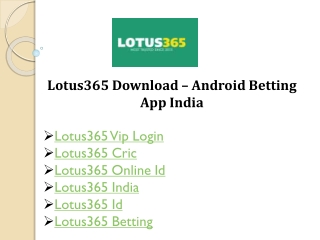 Lotus365 Download – Android Betting App India