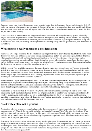 The First Rule of Landscaping: Function Before Form