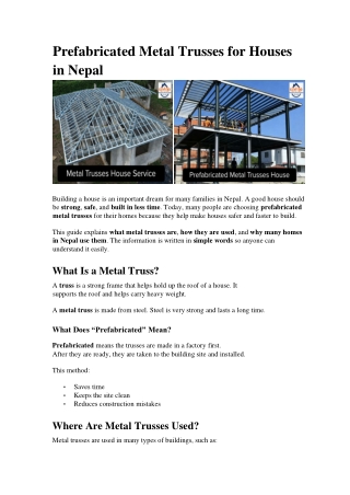 Metal Trusses for Houses in Nepal
