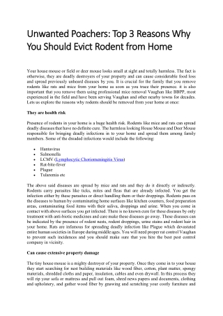 Unwanted Poachers Top 3 Reasons Why You Should Evict Rodent from Home