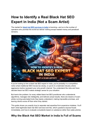 How to Identify a Real Black Hat SEO Expert in India (2026)