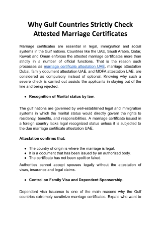 Why Gulf Countries Strictly Check Attested Marriage Certificates