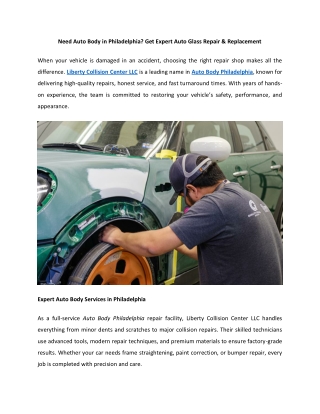 Need Auto Body in Philadelphia Get Expert Auto Glass Repair Replacement