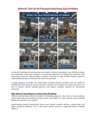 Materials That Can Be Processed Using Heavy-Duty Shredders