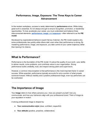 Performance, Image, Exposure_ The Three Keys to Career Advancement