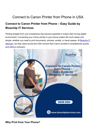 Connect to Canon Printer from Phone in USA