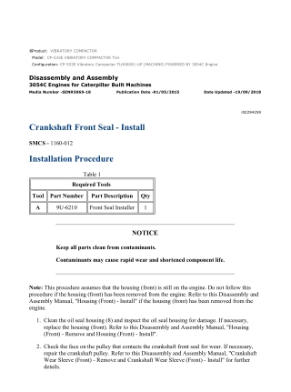 Caterpillar Cat CP-533E Vibratory Compactor (Prefix TLH) Service Repair Manual Instant Download (TLH00001 and up)