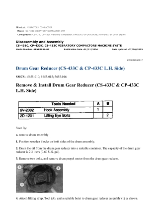 Caterpillar Cat CS-433C CP-433C Vibratory Compactor (Prefix 3TM) Service Repair Manual Instant Download (3TM00001 and up