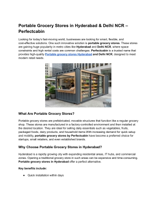 Portable Grocery Stores in Hyderabad & Delhi NCR – Perfectcabin
