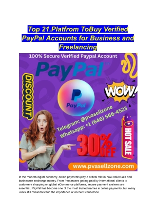 Top 21.Platfrom ToBuy Verified PayPal Accounts for Business and Freelancing