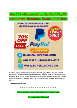 Best 17.Website Buy Verified PayPal Accounts_ Benefits, Risks, and Uses
