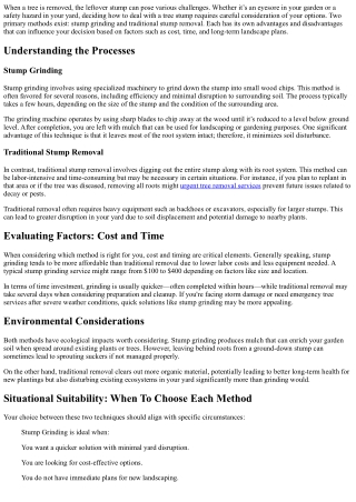 Choosing Between Stump Grinding And Traditional Stump Removal Techniques!