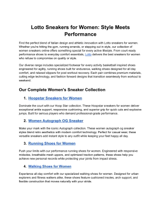 Lotto Sneakers for Women: Style Meets Performance