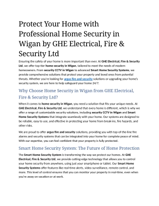 4- Protect Your Home with Professional Home Security in Wigan by GHE Electrical, Fire