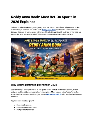 Reddy Anna Book_ Most Bet-On Sports in 2026 Explained