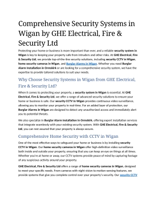 7- Comprehensive Security Systems in Wigan by GHE Electrical, Fire & Security Ltd