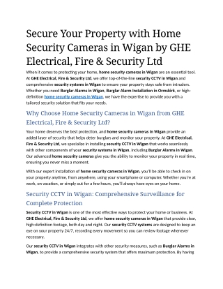 8- Secure Your Property with Home Security Cameras in Wigan by GHE Electrical, Fire