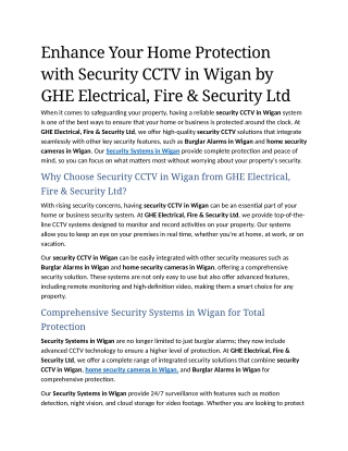 10- Enhance Your Home Protection with Security CCTV in Wigan by GHE Electrical, Fir