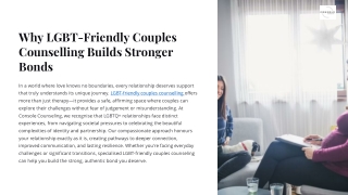 Why LGBT Friendly Couples Counseling Builds Stronger Bonds