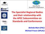 The Specialist Regional Bodies and their relationship with the APEC Subcommittee on Standards and Conformance