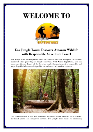 Amazon Eco Jungle Tours Responsible Travel in Peru