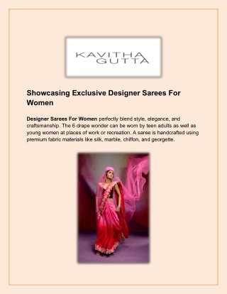 Showcasing Exclusive Designer Sarees For Women
