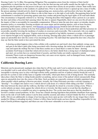 Dooring Accident: Car Vs Bike: Recognizing Responsibility