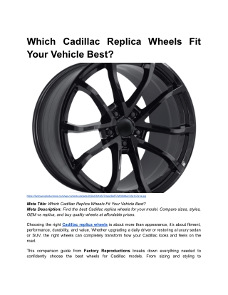 Which Cadillac Replica Wheels Fit Your Vehicle Best_
