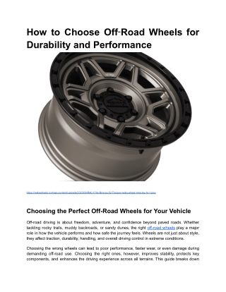 How to Choose Off‑Road Wheels for Durability and Performance