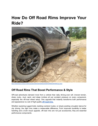 How Do Off Road Rims Improve Your Ride