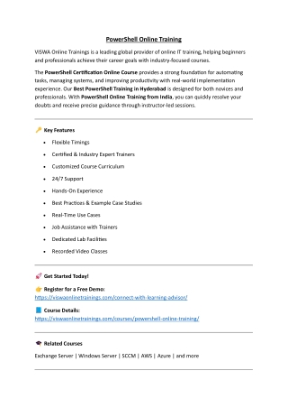 PowerShell Online Coaching Classes In India, Hyderabad