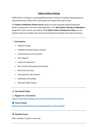 Python Online Training by Real-time Trainer in India