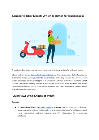 Senpex vs Uber Direct: Which Is Better for Businesses?