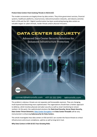 Protect Data Centers from Evolving Threats in KSA & GCC
