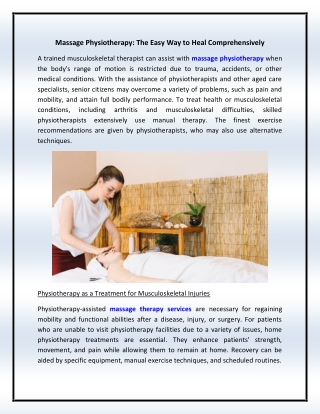 Massage Physiotherapy: The Easy Way to Heal Comprehensively