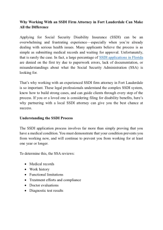 Why Working With an SSDI Firm Attorney in Fort Lauderdale Can Make All the Difference