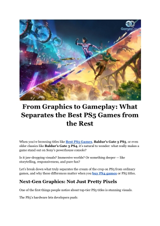 From Graphics to Gameplay_ What Separates the Best PS5 Games from the Rest