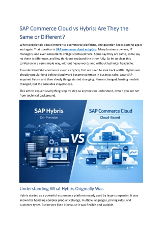SAP Commerce Cloud vs Hybris Are They the Same or Different