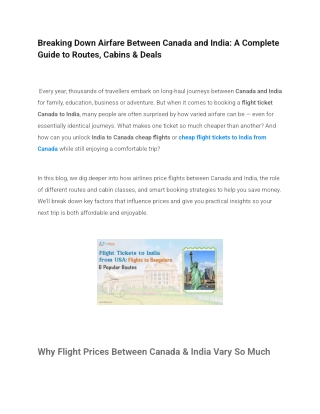Breaking Down Canada–India Airfare: Find Cheap Flight Tickets to India