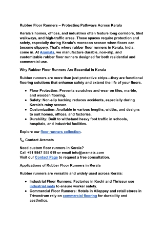 _Rubber Floor Runners in Kerala, India