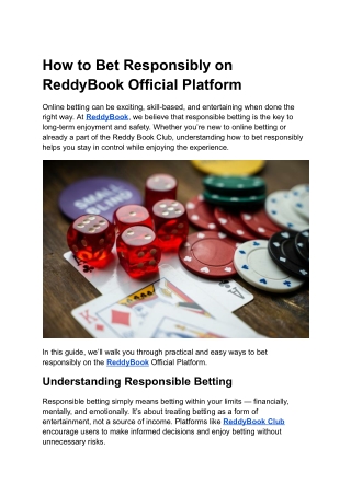 How to Bet Responsibly on ReddyBook Official Platform